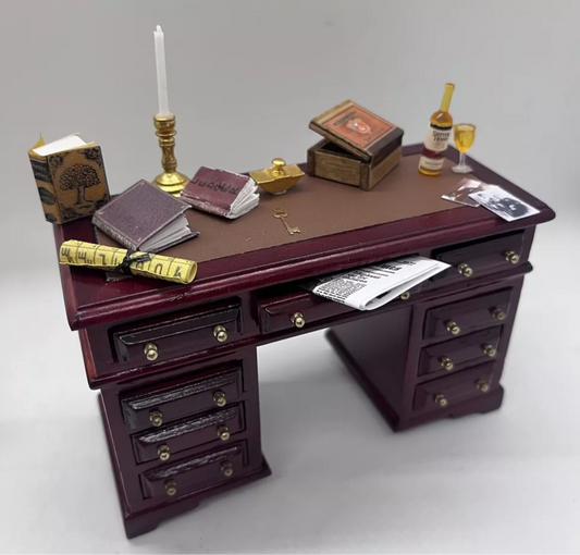 Dolls house desk & all accessories.