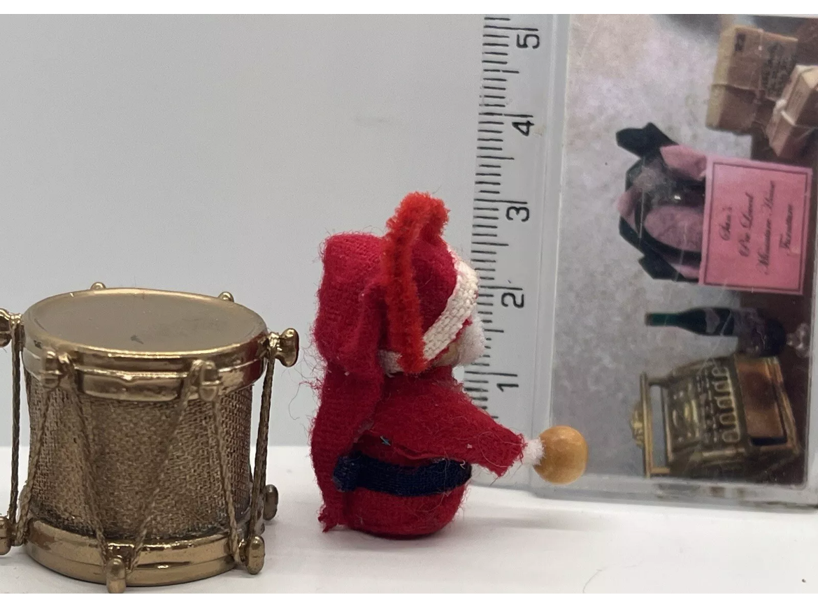 Dolls house Christmas drum & little santa