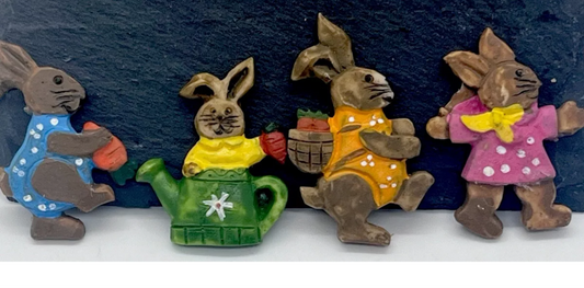 Dolls house resin bunny wall plaques x 4