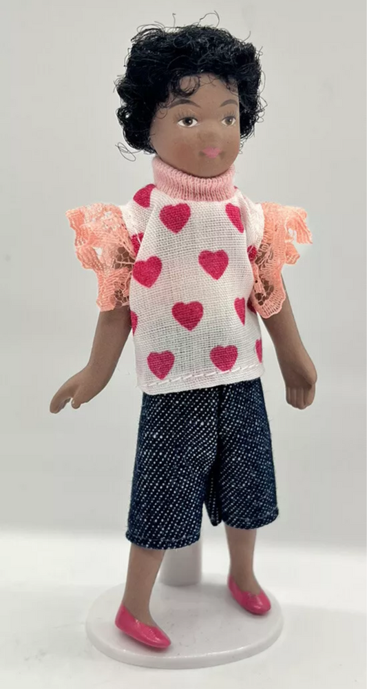 Dolls house girl & stand new in bag