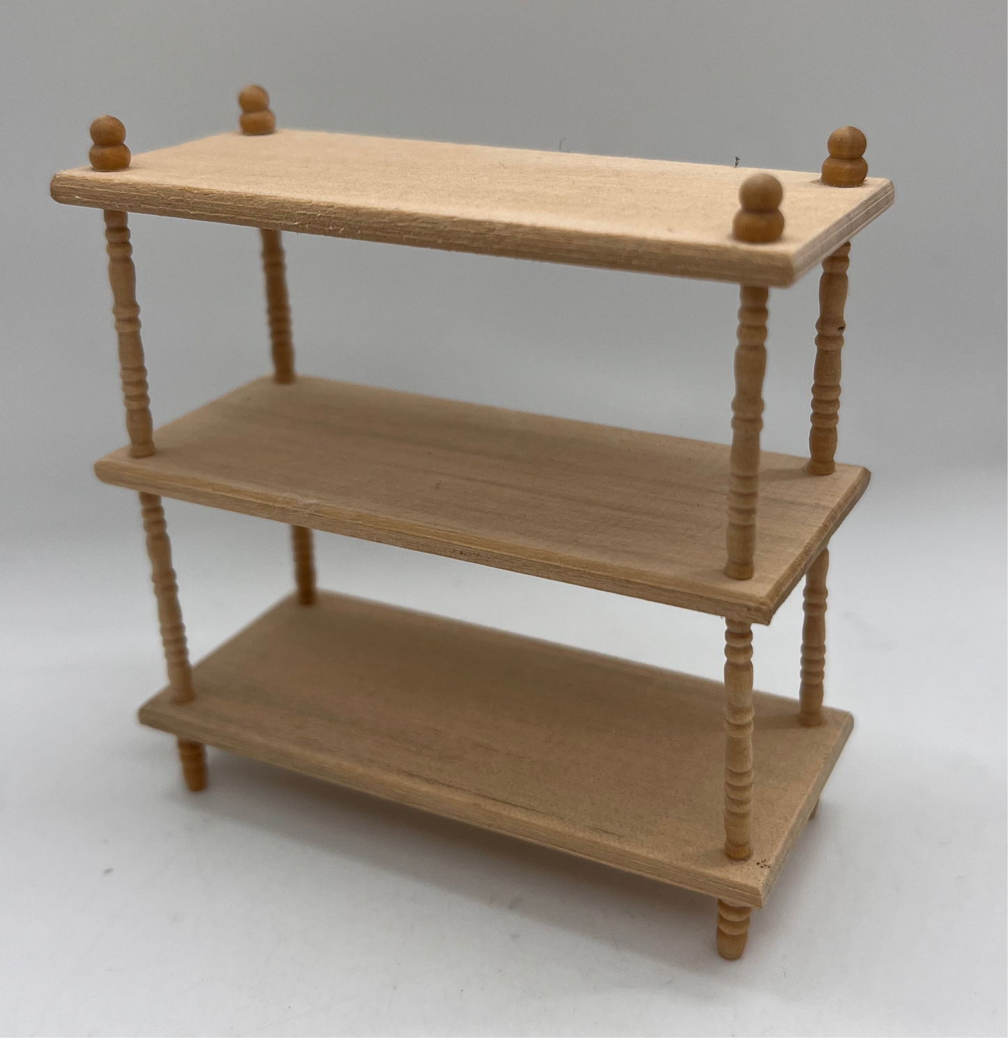 Dolls house wooden shelving unit bare wood
