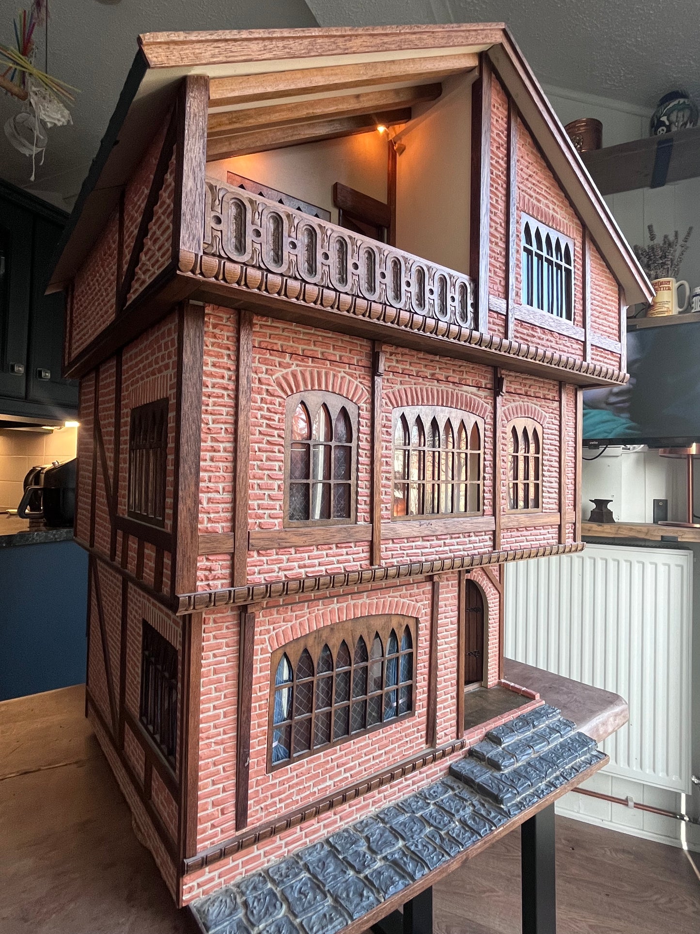 Large hand crafted dolls house with full electrics 1/12th scale