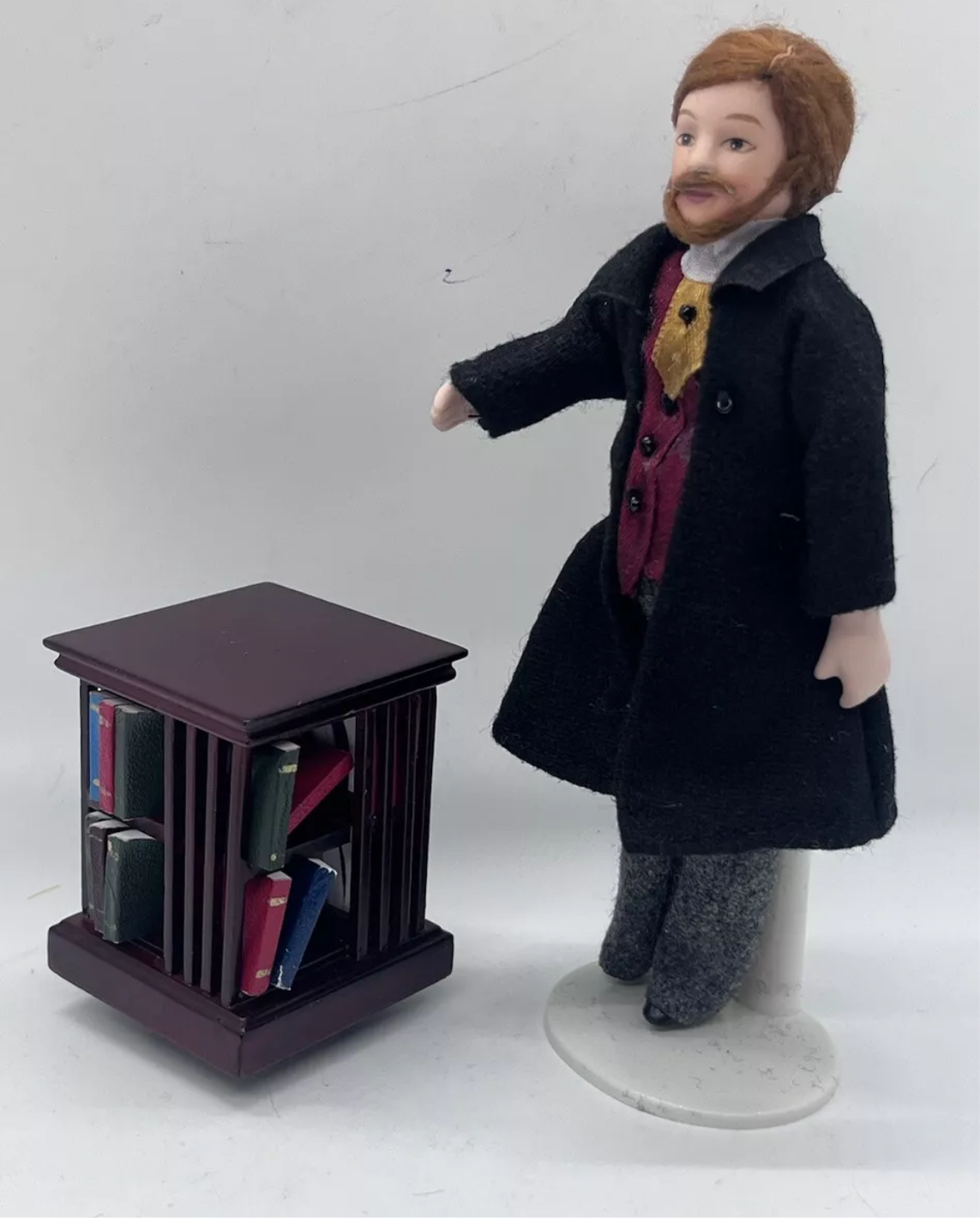 Dolls house revolving bookcase & books