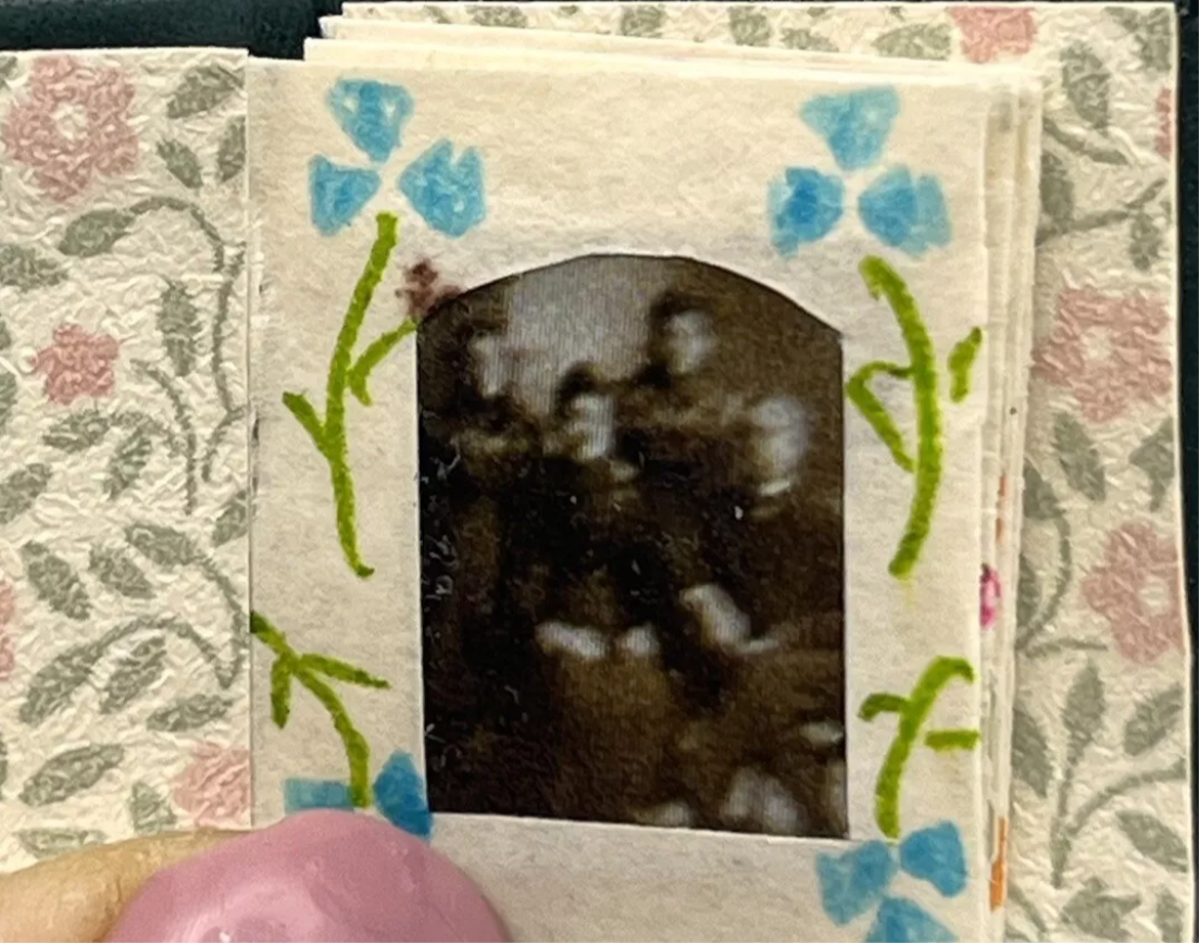 Dolls House Victorian leather backed photo album handmade