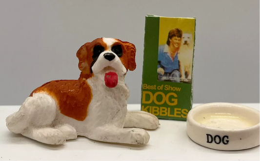 Dolls house large dog & accessories