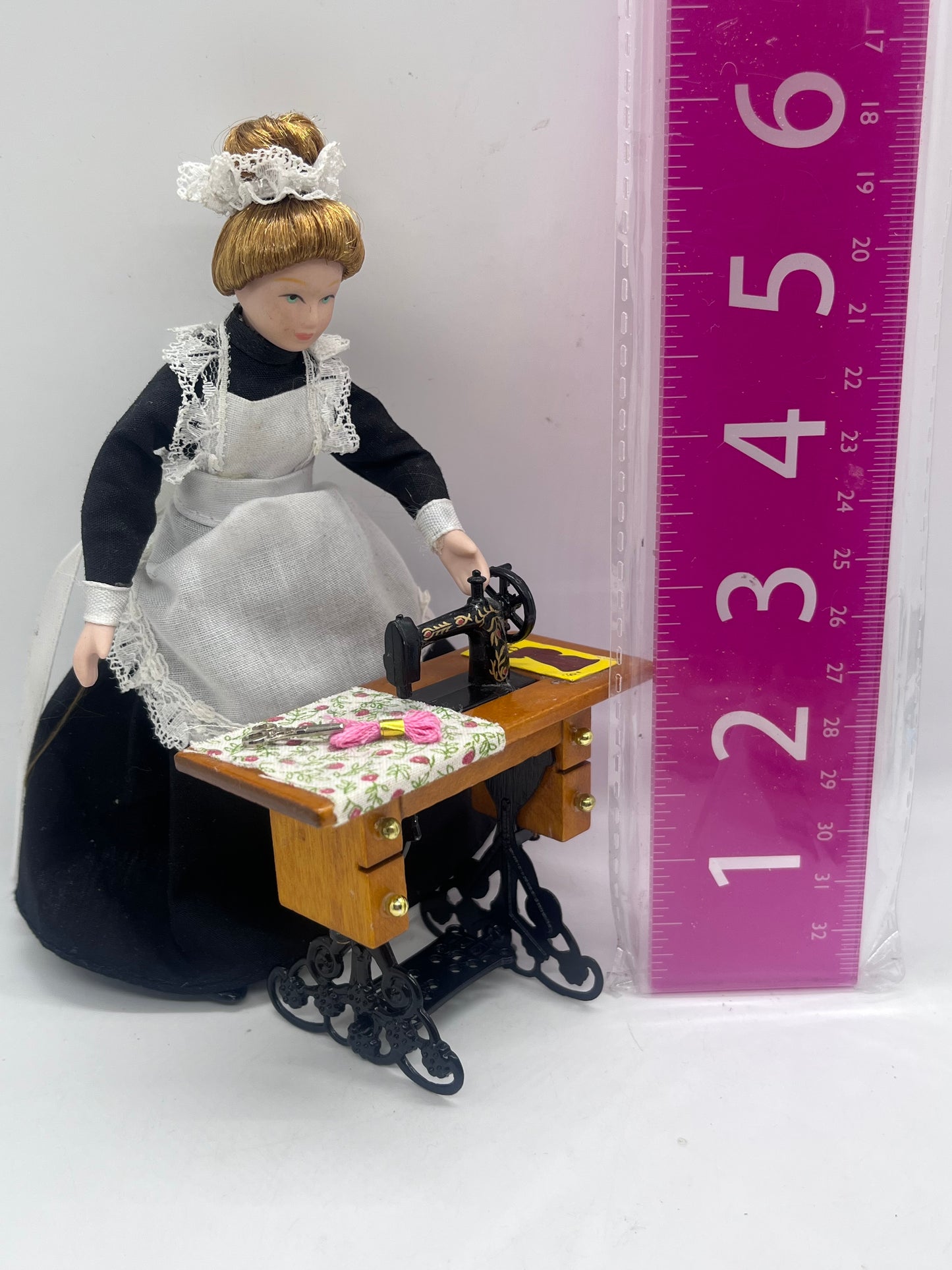 Dolls house sewing machine knitting haberdashery set