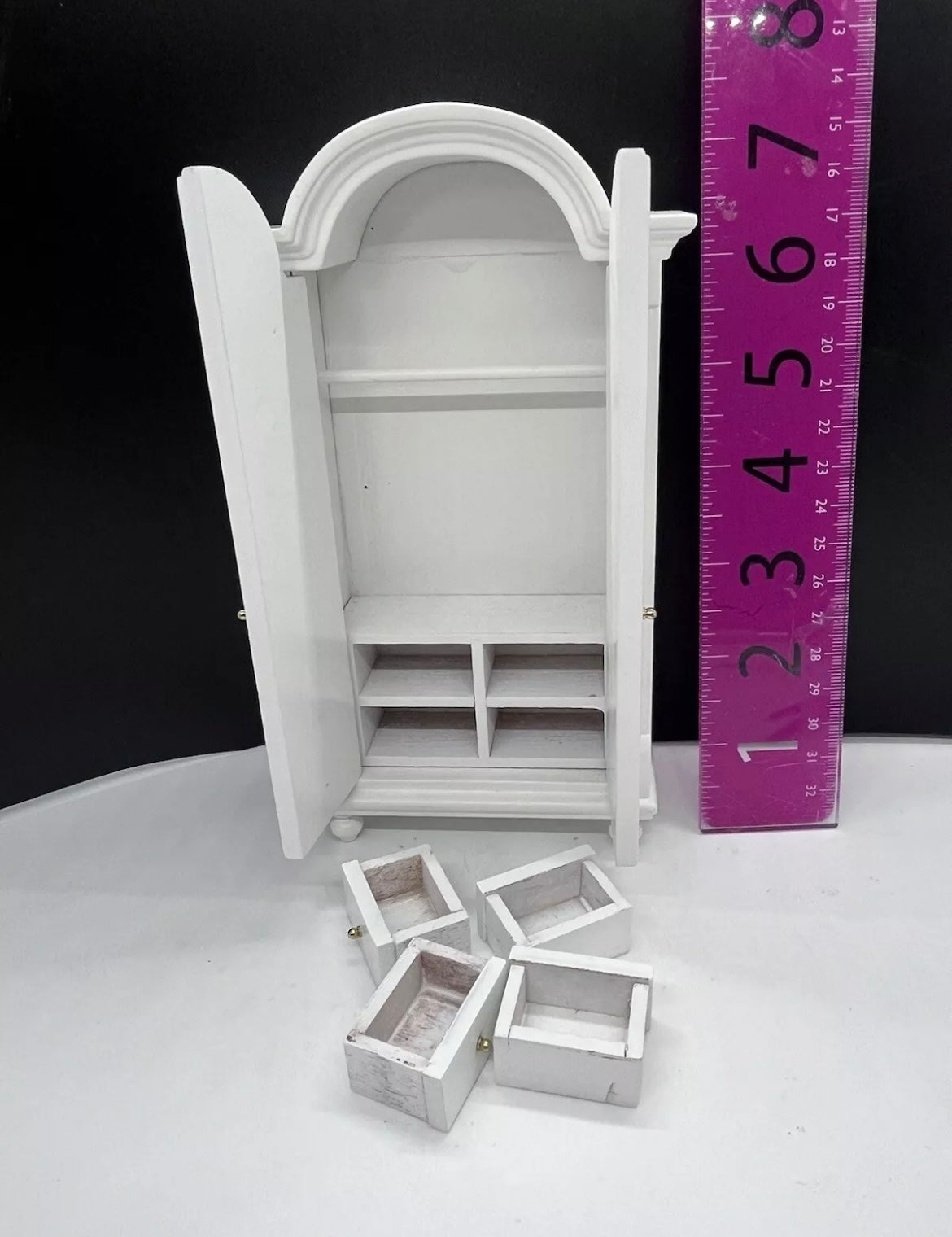 White cameo dolls house wardrobe wood