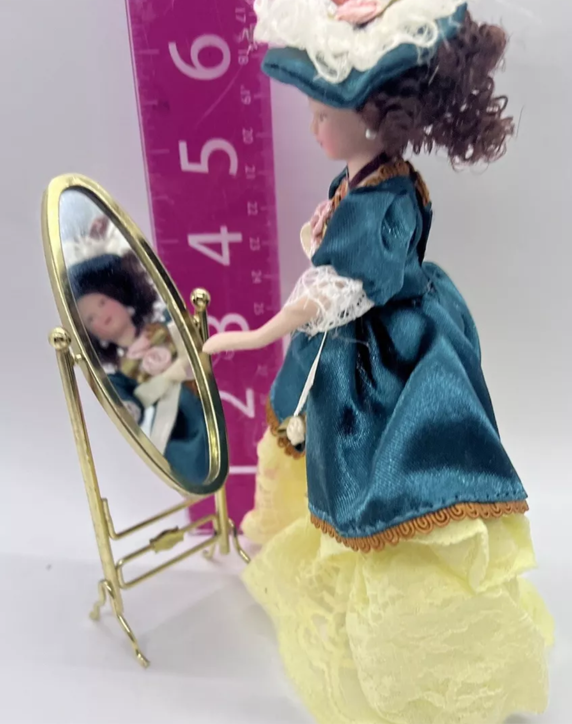 Dolls house metal floor standing mirror
