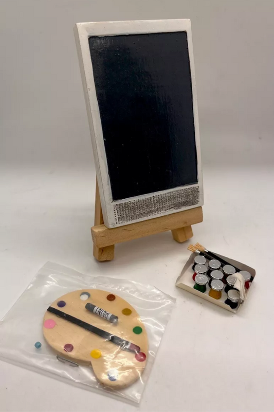 Dolls house artists easel and paints