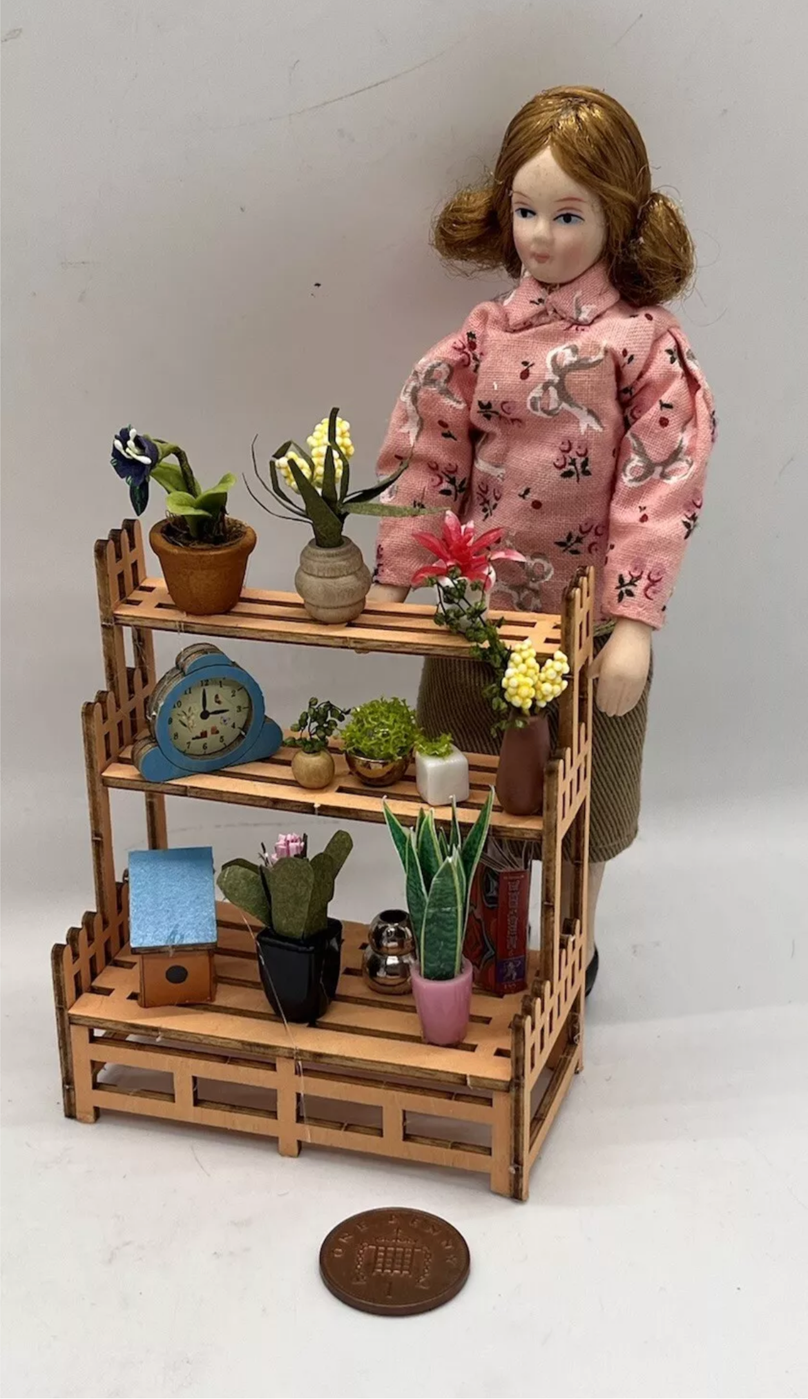 Dolls house garden shelving & accessories