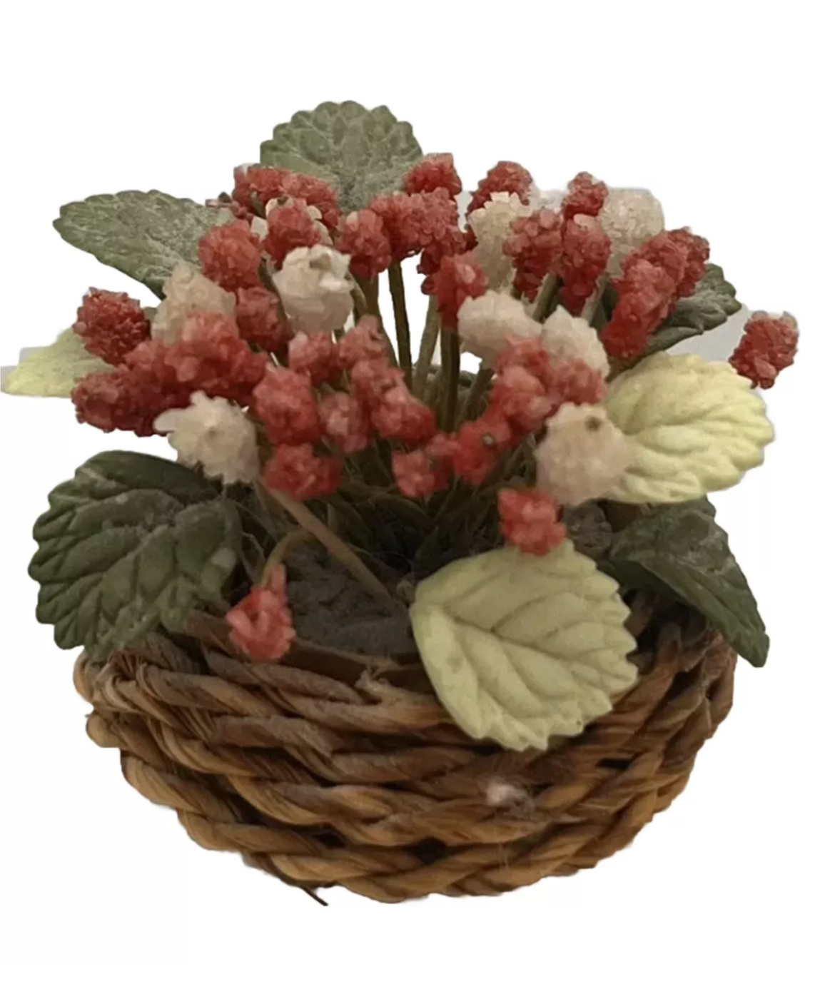 Dolls house flowers in basket