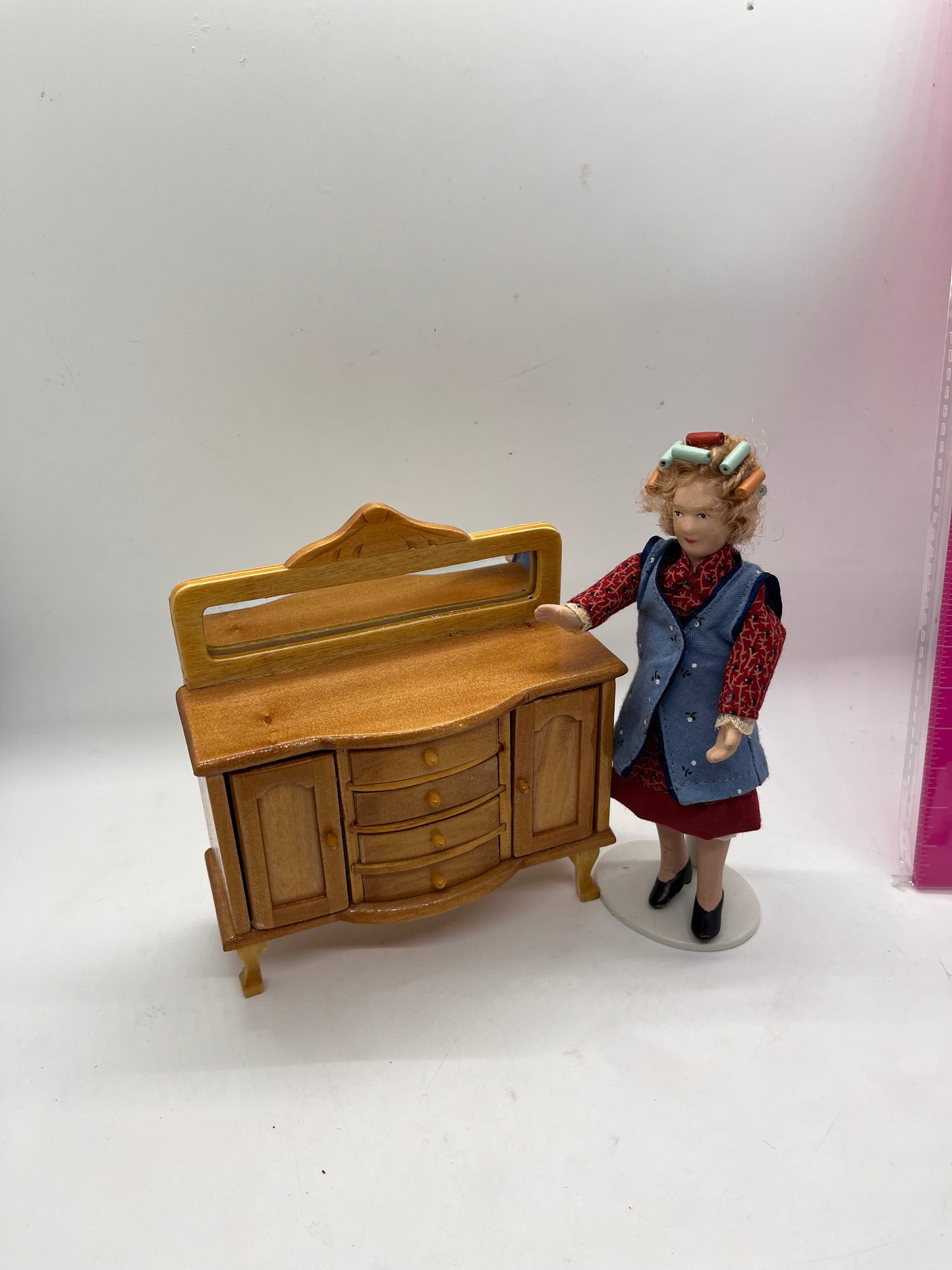 Dolls house mirror backed buffet sideboard pine