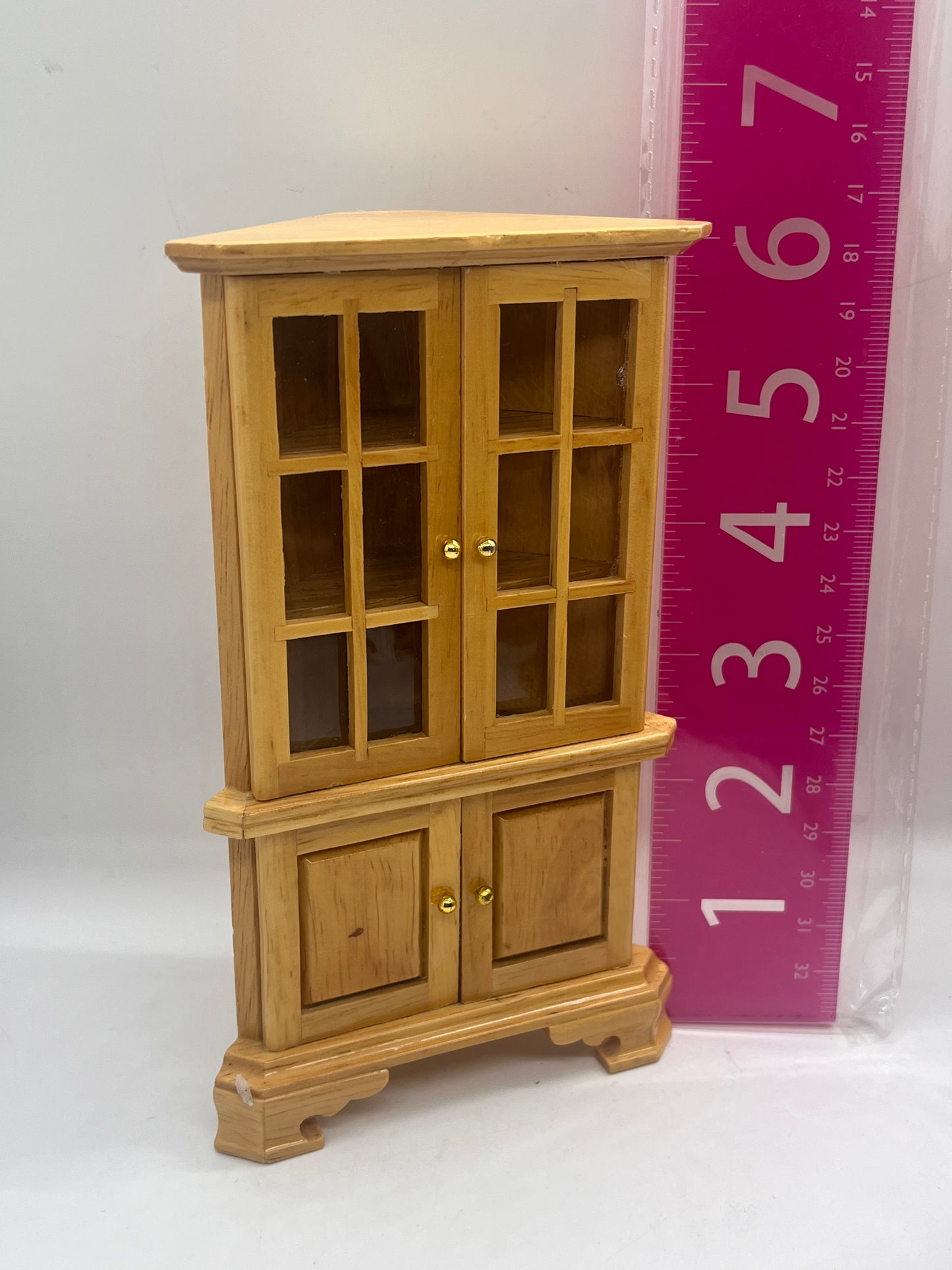 Dolls house large corner display cabinet dresser