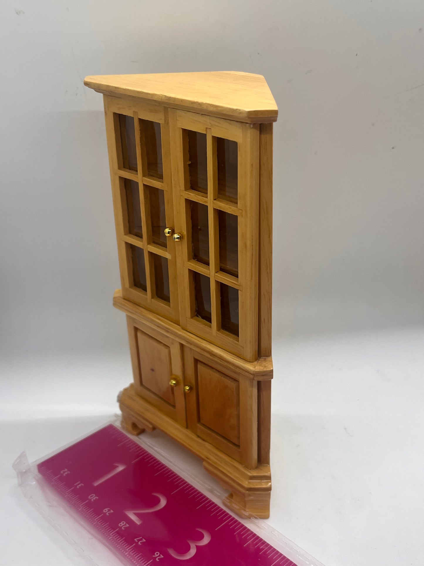 Dolls house large corner display cabinet dresser