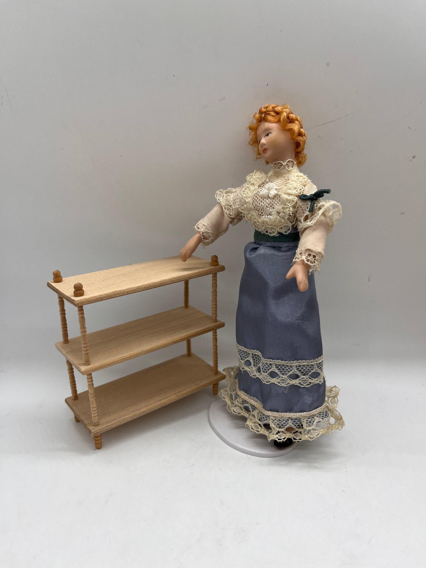 Dolls house wooden shelving unit bare wood