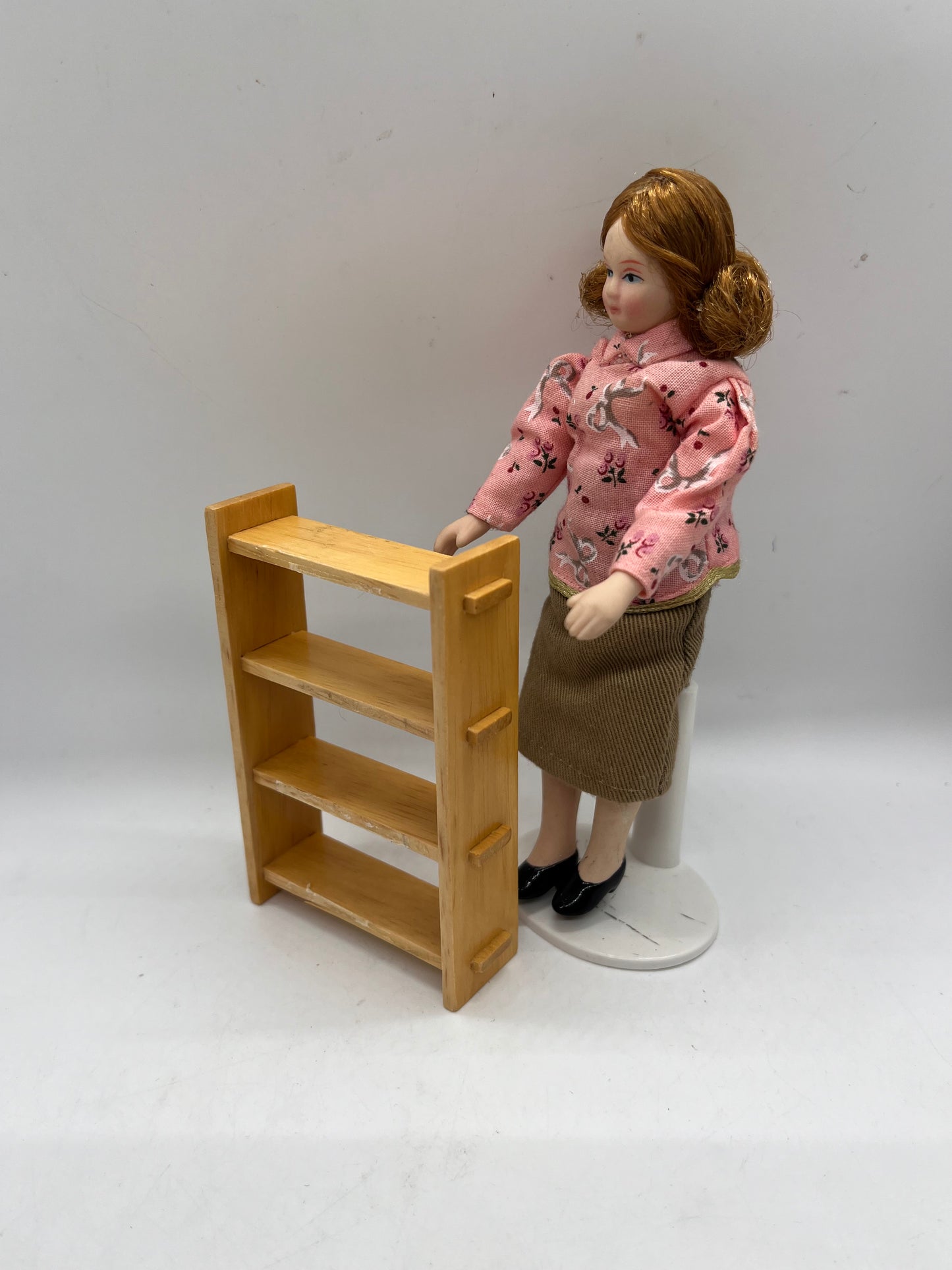 Dolls house wooden shelving unit