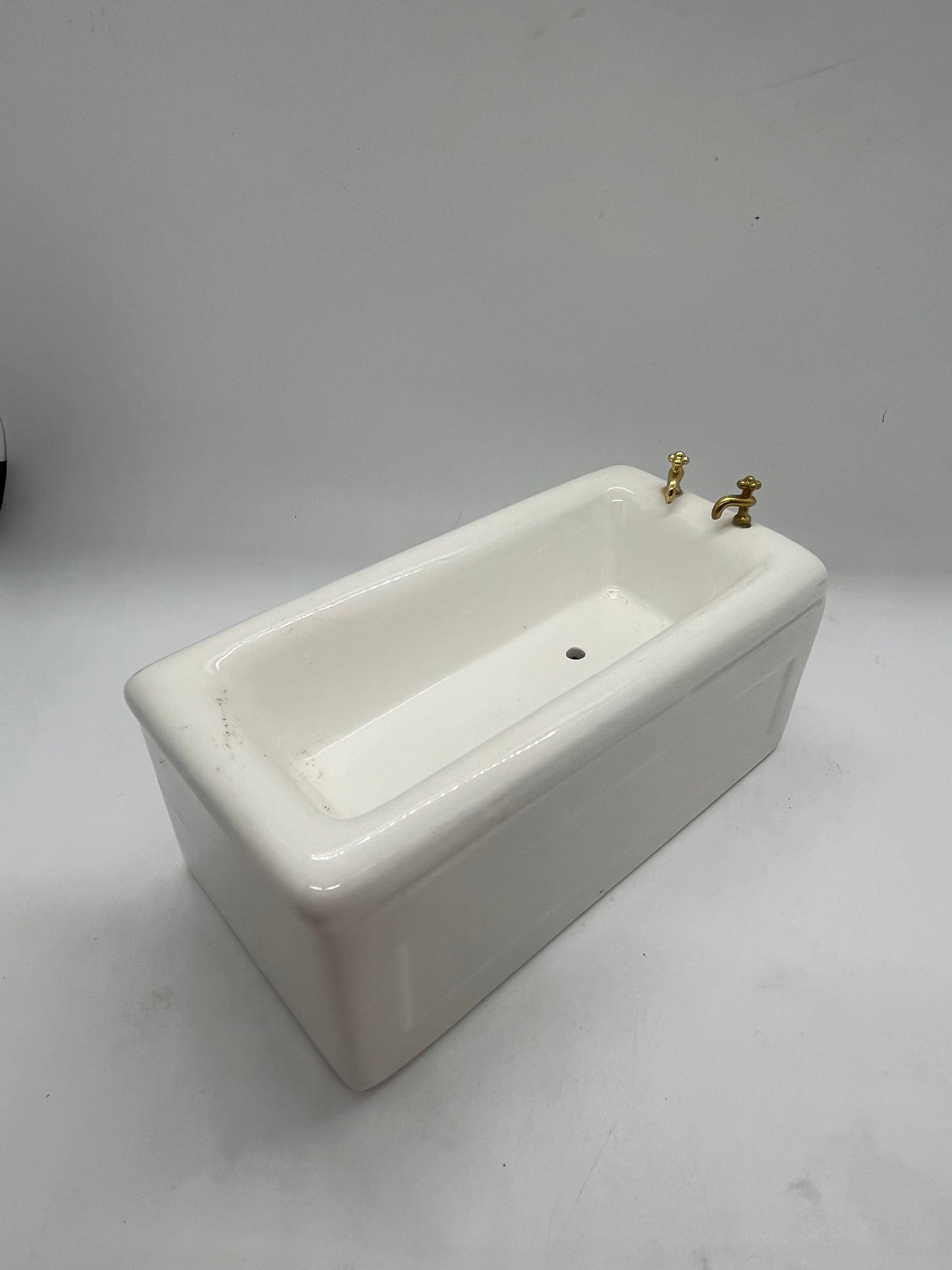 Dolls house ceramic bath rectangular white