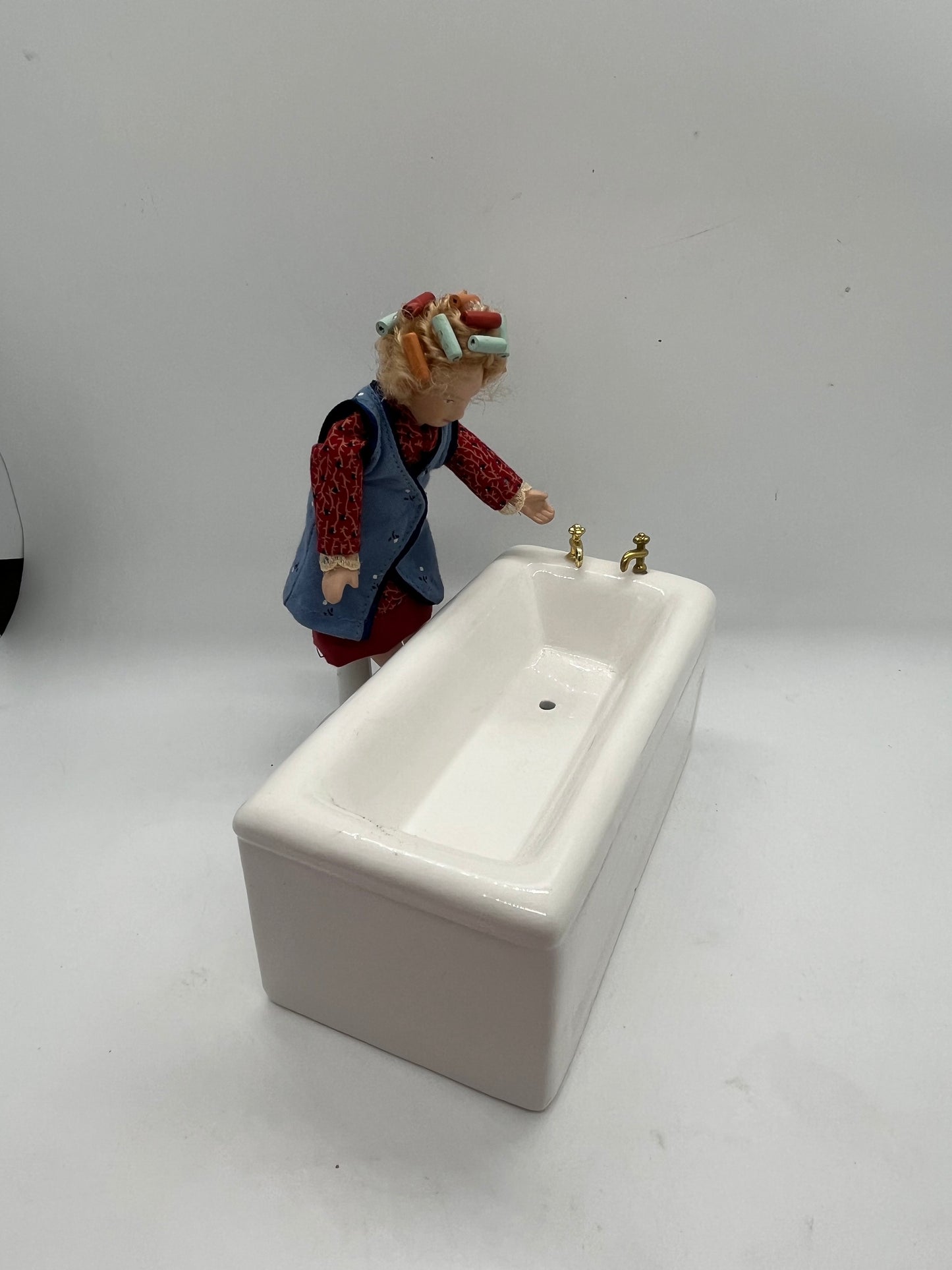 Dolls house ceramic bath rectangular white