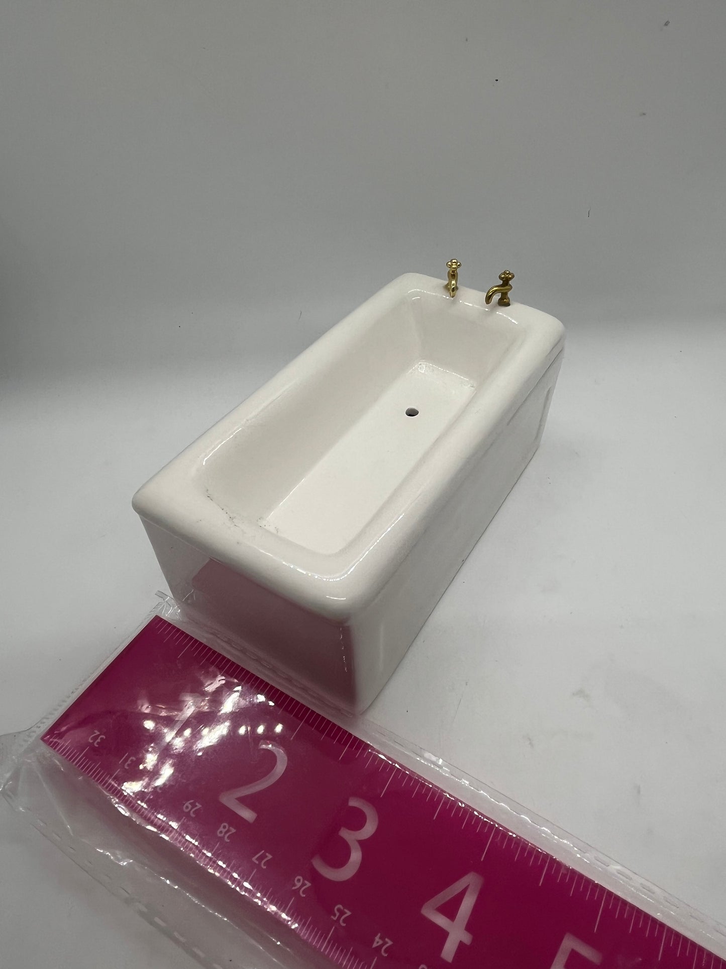 Dolls house ceramic bath rectangular white