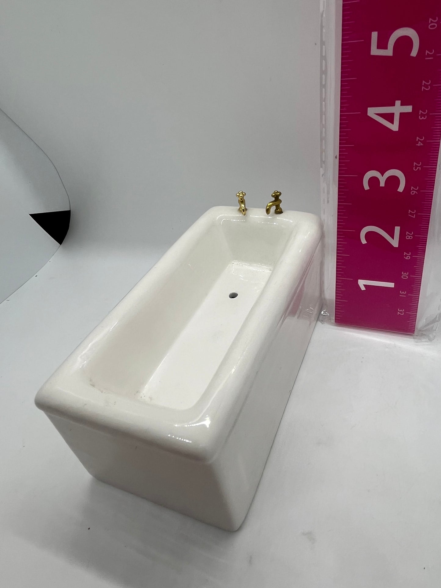 Dolls house ceramic bath rectangular white