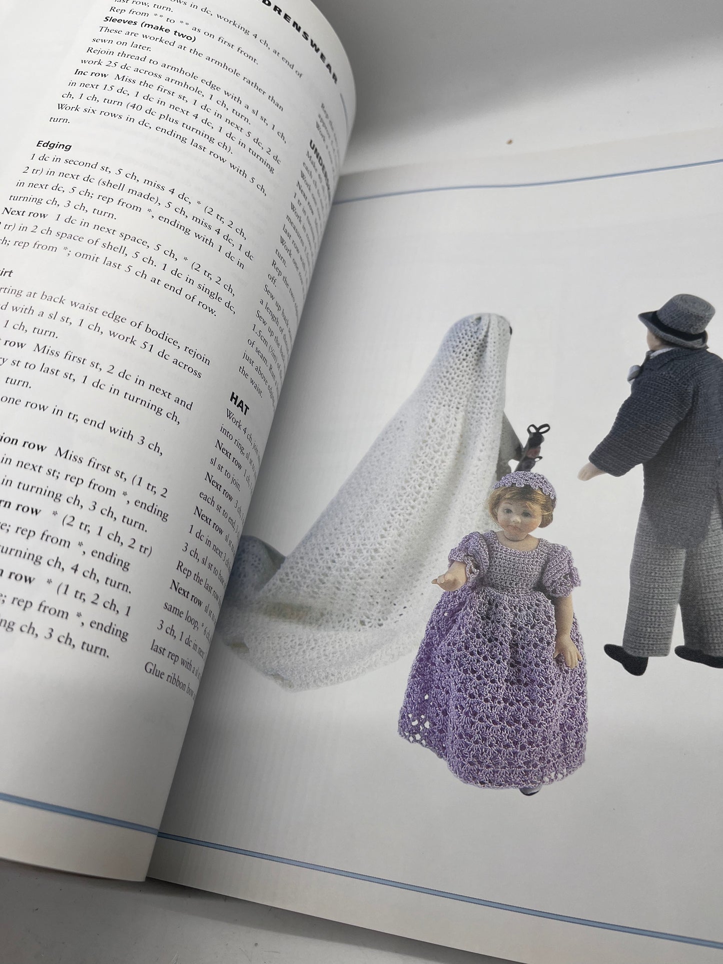 Dolls house miniature crochet book, wool needles and tiny buttons
