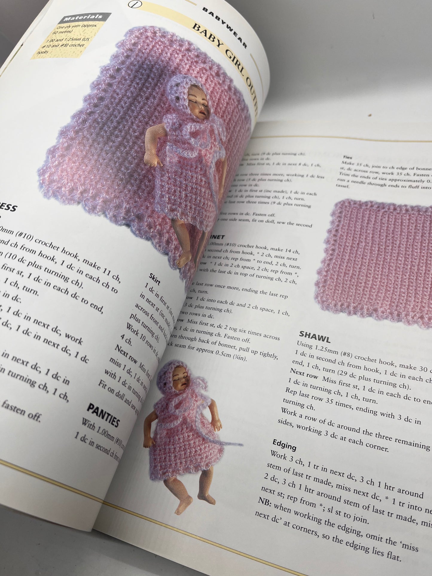 Dolls house miniature crochet book, wool needles and tiny buttons