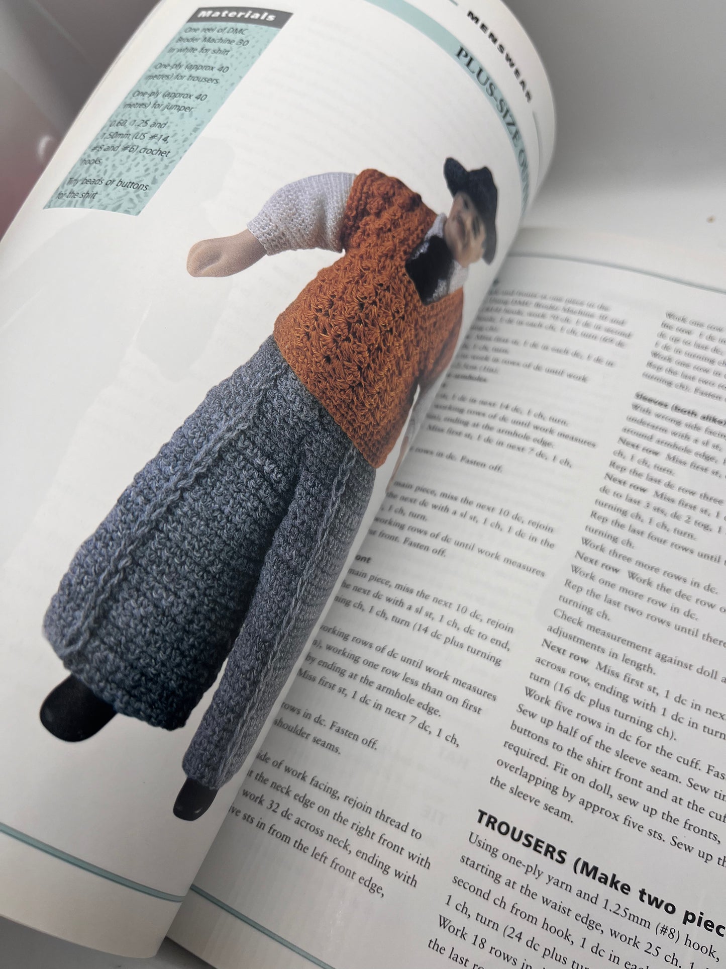 Dolls house miniature crochet book, wool needles and tiny buttons