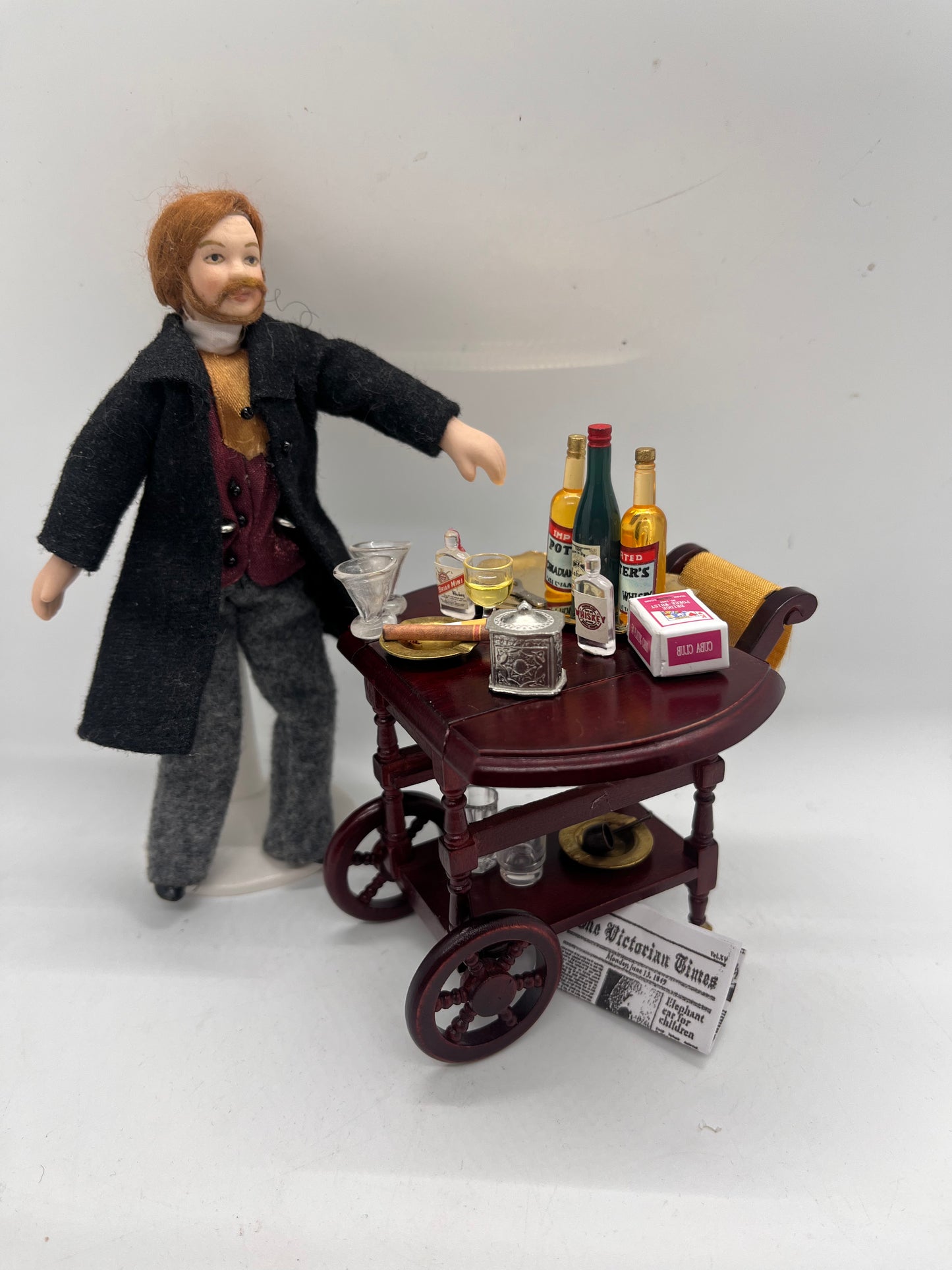 Dolls house gentleman’s trolly & all accessories