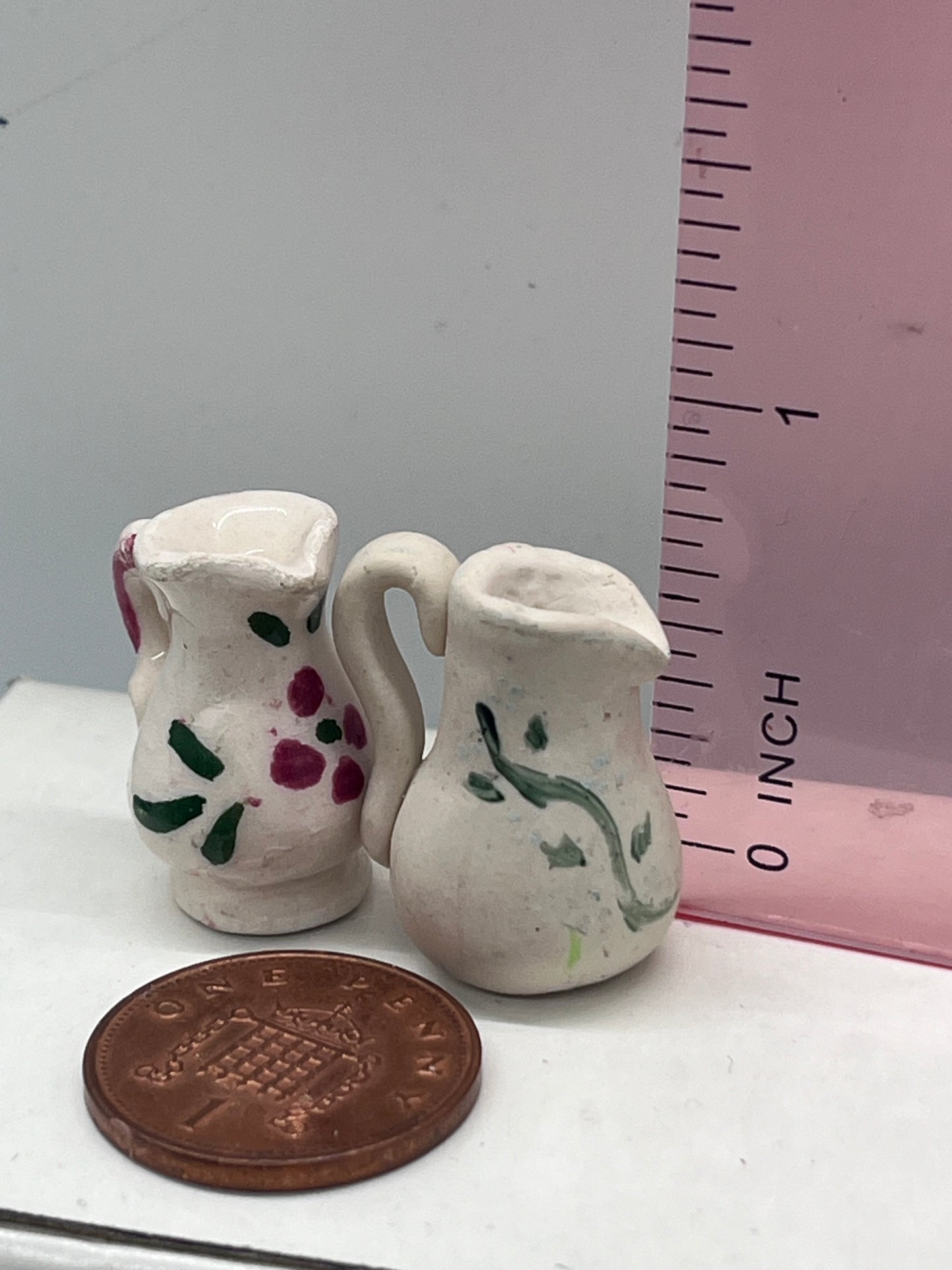 Dolls house jugs pair ceramic