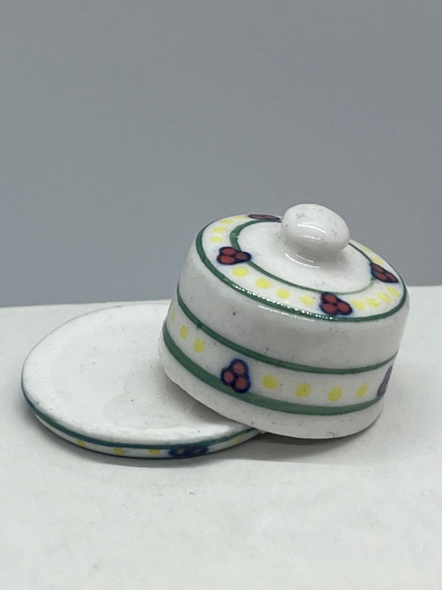 Doll’s house porcelain lidded butter dish