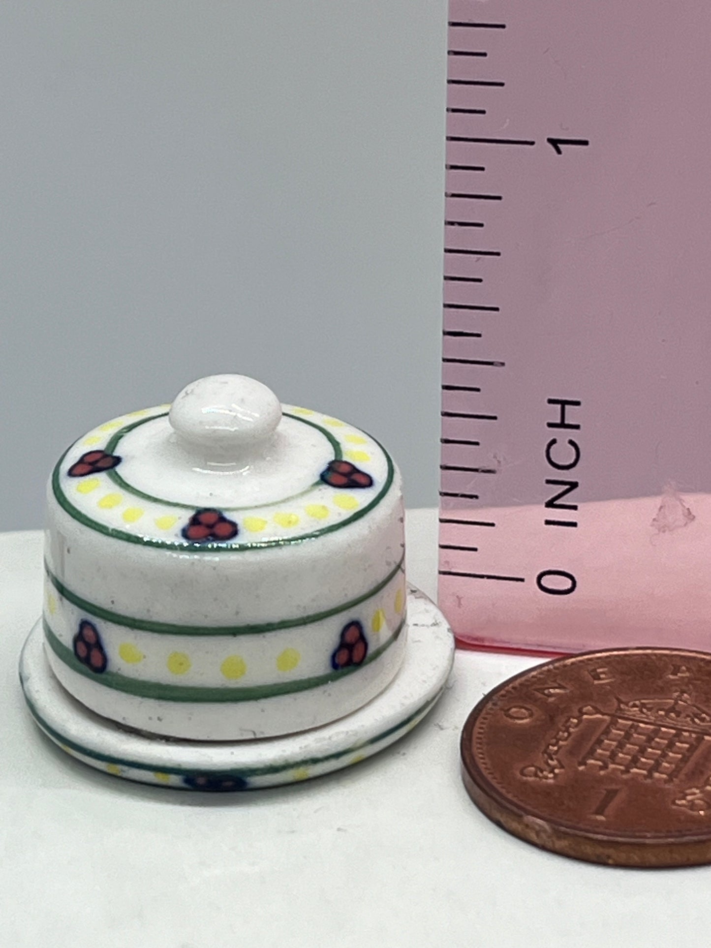 Doll’s house porcelain lidded butter dish