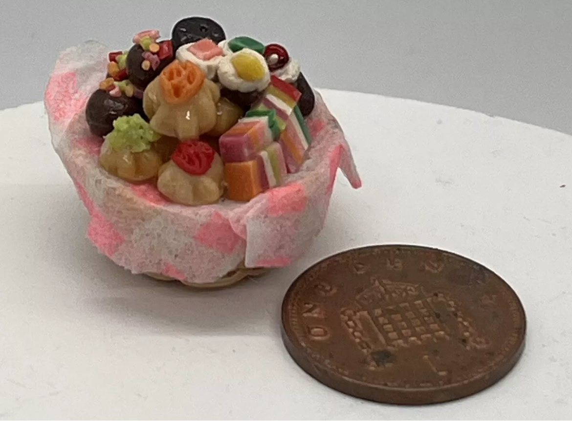 Dolls house sweet shop sweets basket