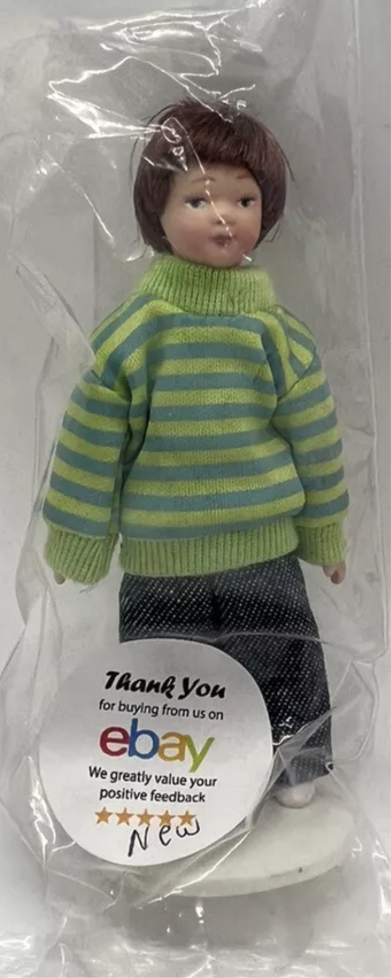 Dolls house boy & stand new in bag