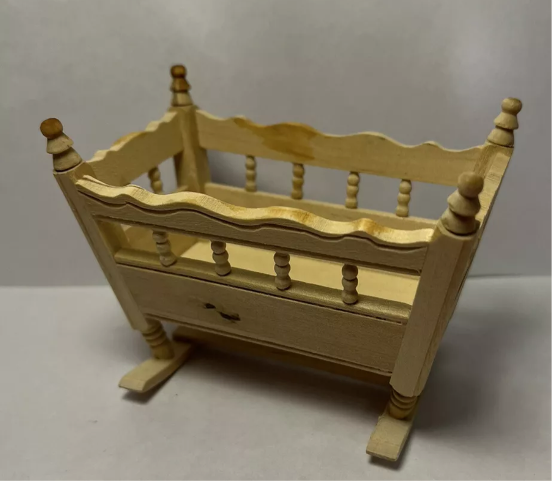 Dolls house rocking crib cot