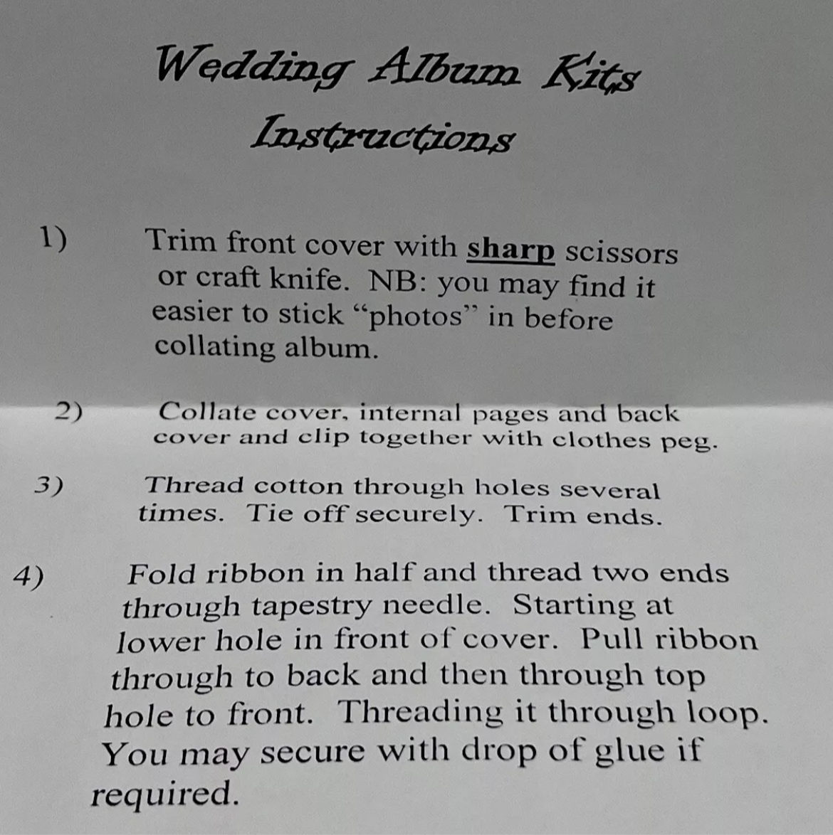Dolls house wedding album kit new