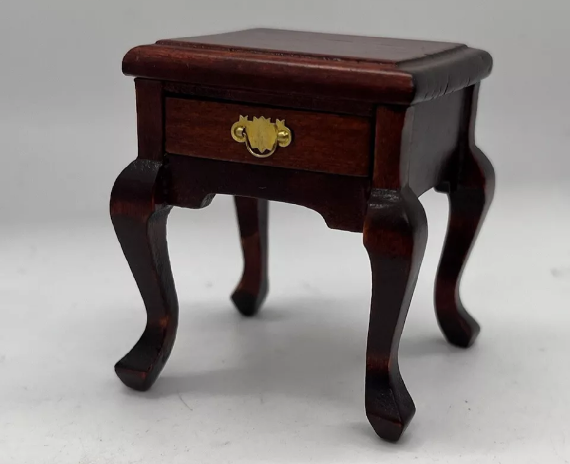 Dolls house furniture small table with drawer. Living room bedroom.