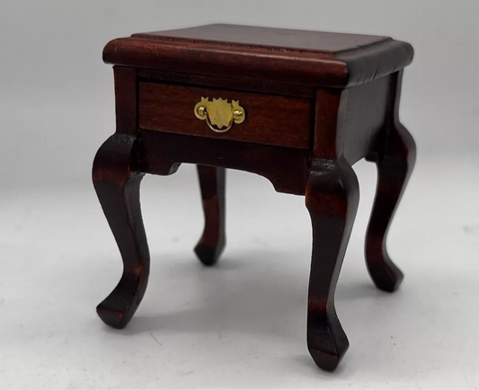 Dolls house furniture small table with drawer. Living room bedroom.