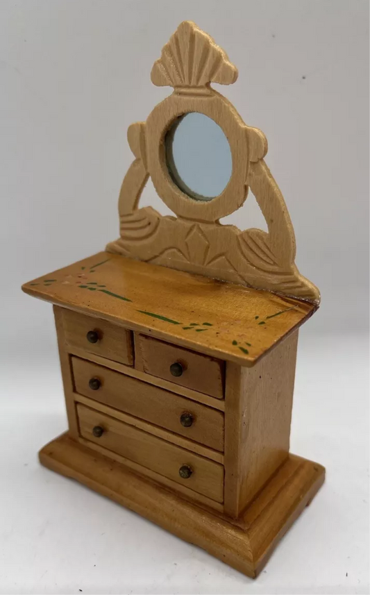 Dolls house chest of drawers with mirror  (reduced)