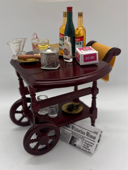Dolls house gentleman’s trolly & all accessories