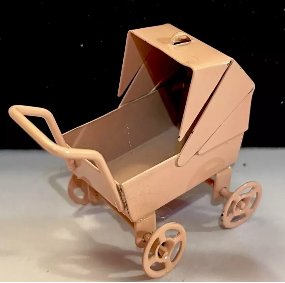 Dolls house nursery pram metal