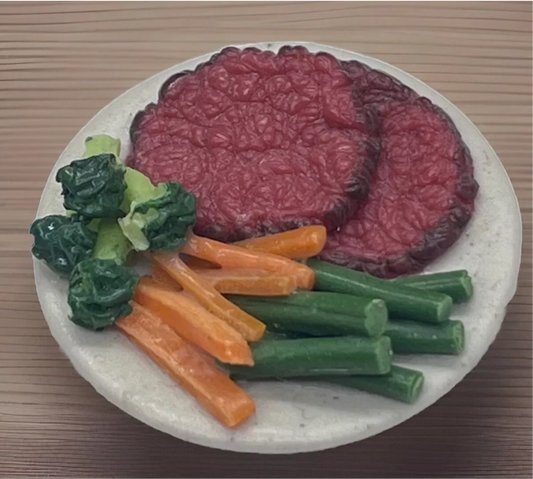 Dolls house food beef steak dinner handmade