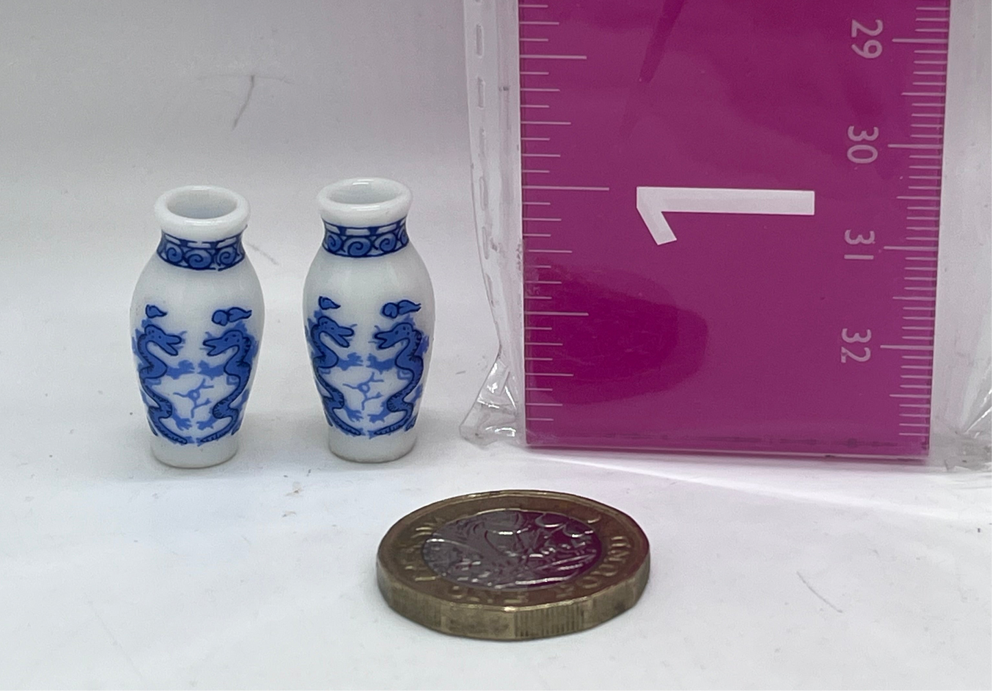 Dolls house vases pair porcelain