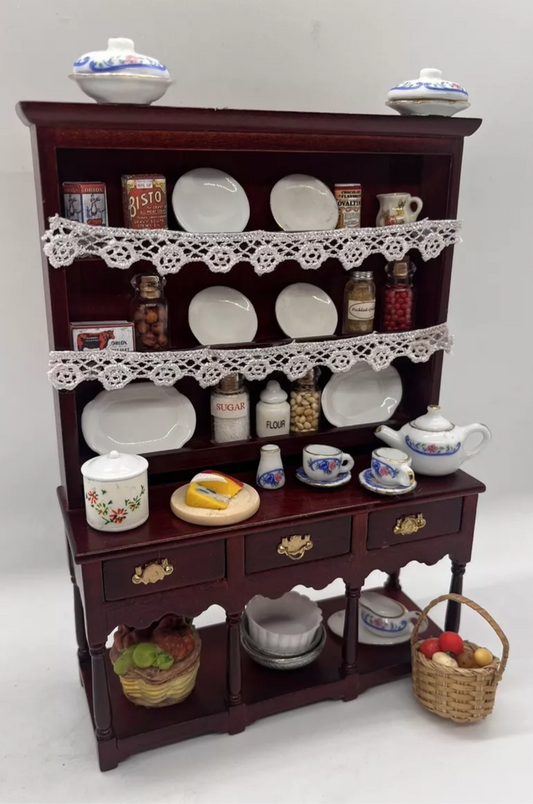 Dolls House Victorian kitchen dresser & all accessories