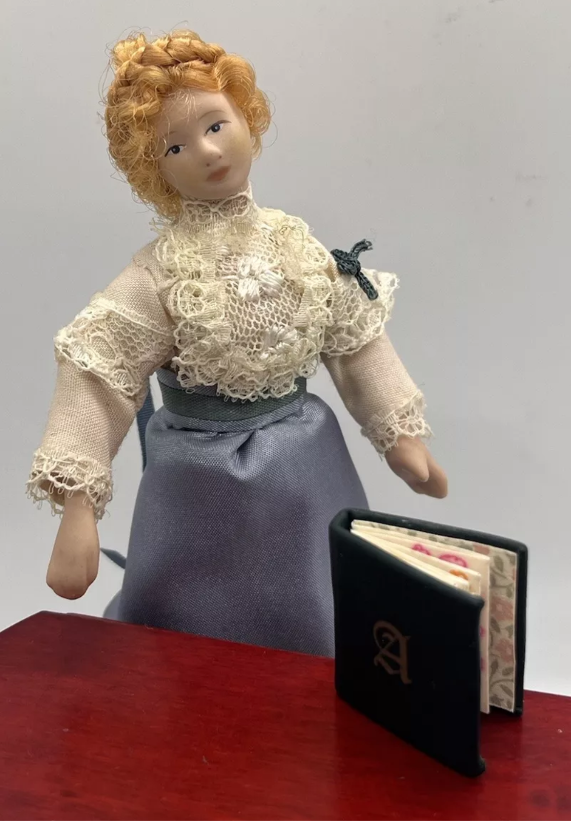 Dolls House Victorian leather backed photo album handmade