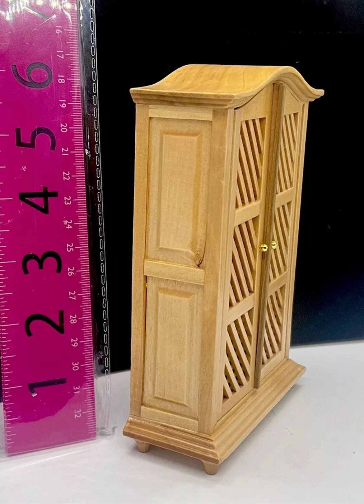 Dolls house wardrobe with lattice doors