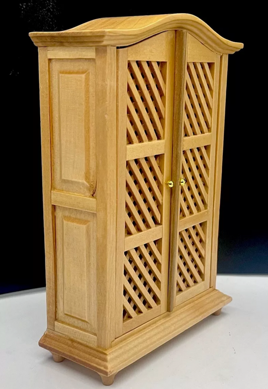 Dolls house wardrobe with lattice doors