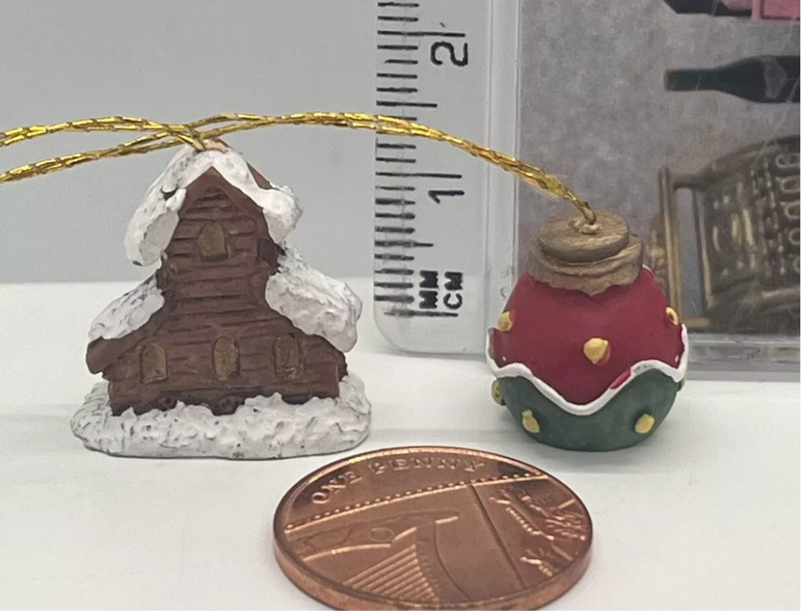 Dolls house Christmas tree ornaments pair