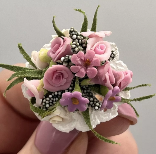 Dolls house bridal bouquet. Handmade new