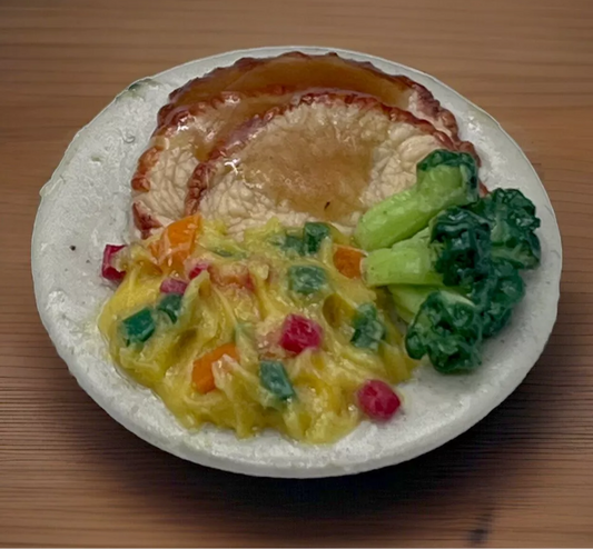 Dolls house food pork dinner handmade