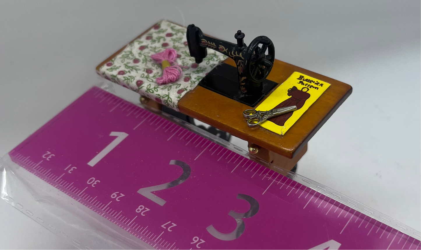 Dolls house sewing machine knitting haberdashery set